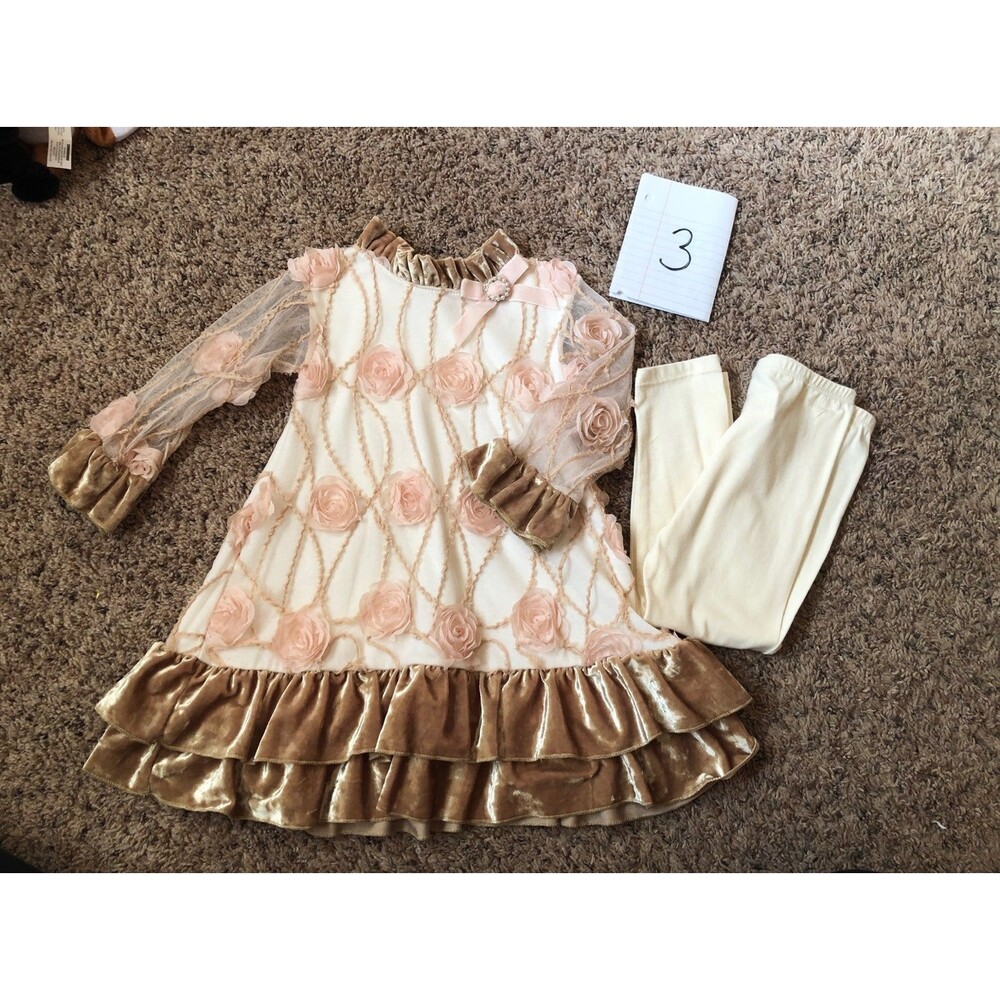 NEW Purr fect Boutique Girls Lace Dress w/ hairbow and matching leggings 3T